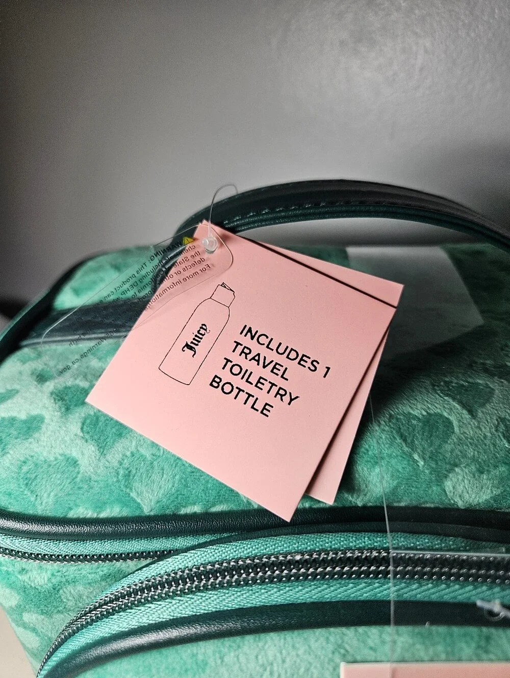NWT Juicy Couture Green Velour Rhinestone 2-Pc Travel Makeup Bag Set